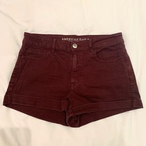 American Eagle Burgundy Denim Shorts